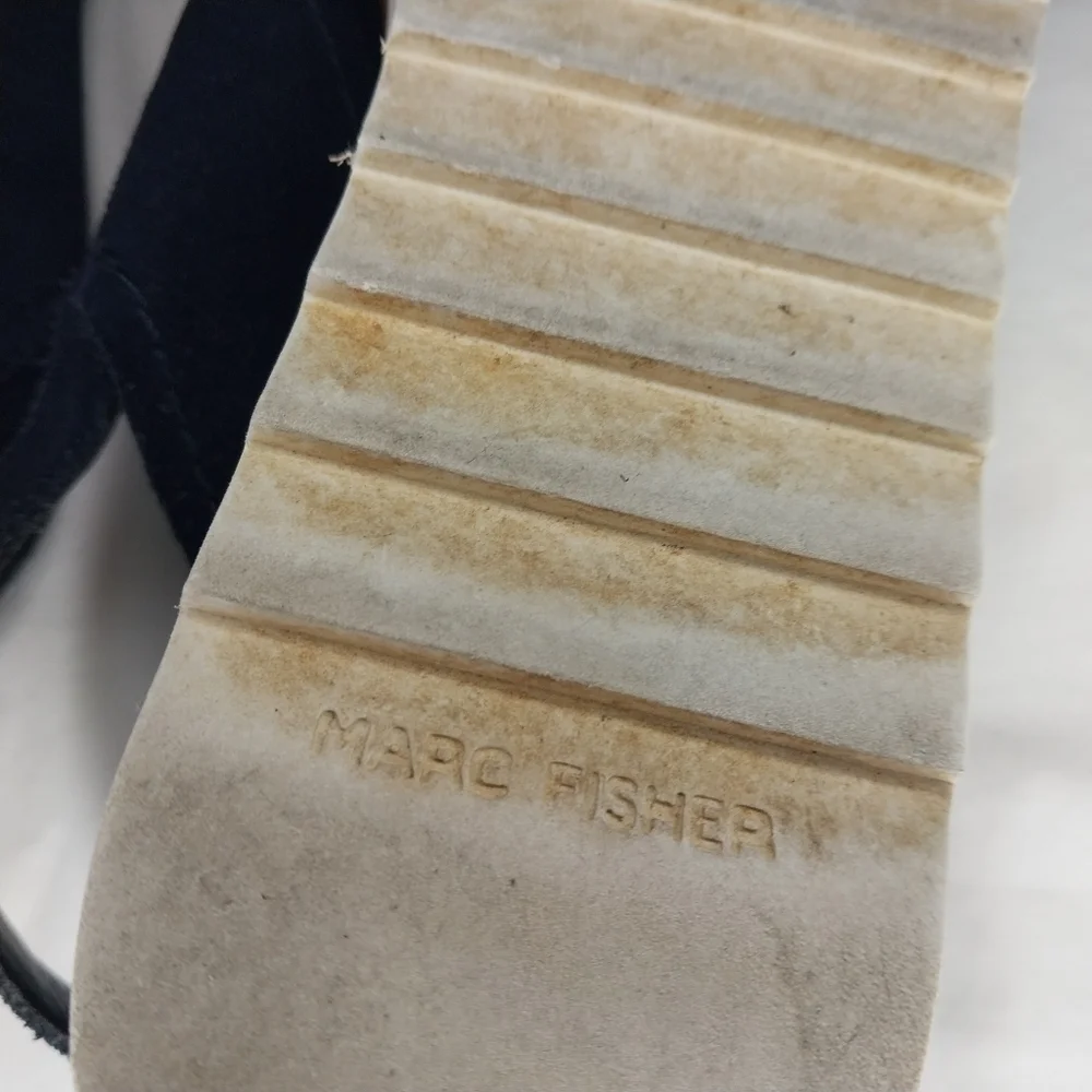 Marc Fisher Glitze Wedge Sport Lug Sole Slingback Navy Sandal Size 8 1/2 - Picture 9 of 12